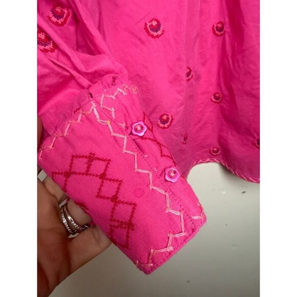 Nimo with Love Juniper Berry Blouse Pink Roses Embroidery Sz. L - Picture 9 of 11